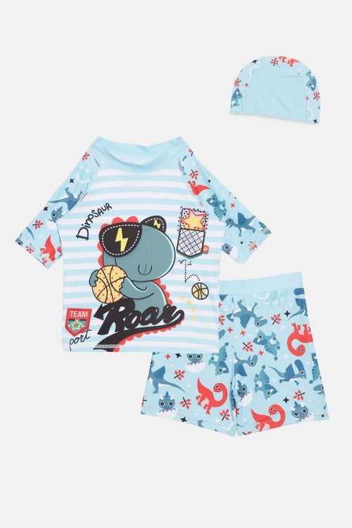 B-Ball Dino Boys T-shirt And Short Swim Set