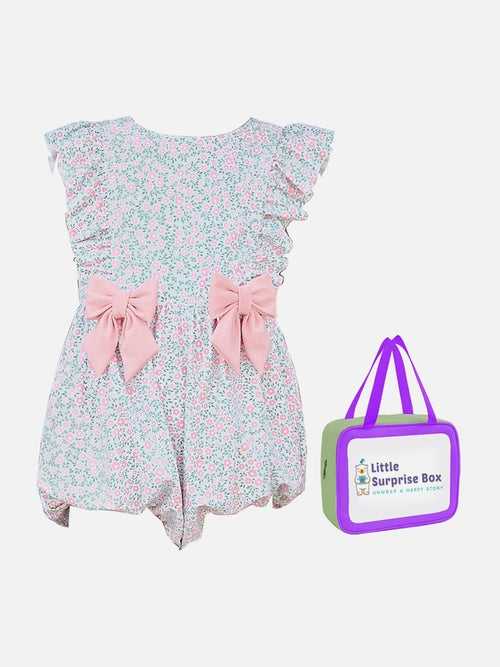 Little Surprise Box,One Piece Little Miss Pink Bow print Swimwear +Swim Cap for Kids & Toddlers