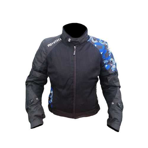 Scrambler Air Women's Motorcycle Riding Jacket - Black+Blue