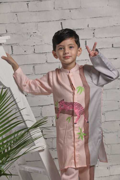 Peach long kurta and pants set