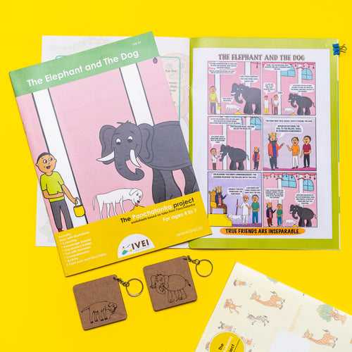 IVEI The Elephant and the Dog - Workbook and 2 DIY keychains - 4 to 7 yrs