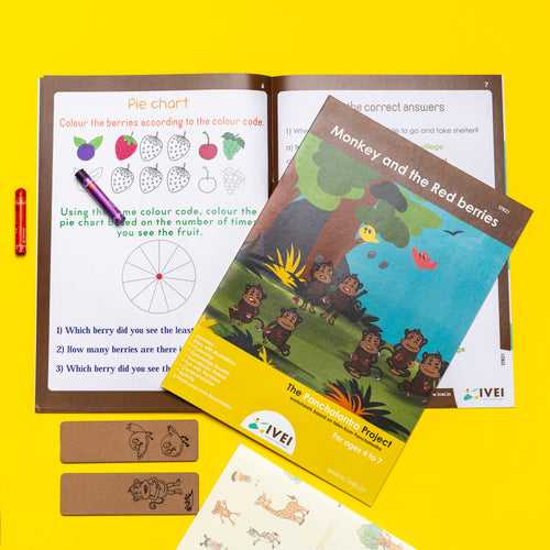 IVEI The Monkeys and the Red Berries - Workbook and 2 DIY Bookmarks - 4 to 7 yrs