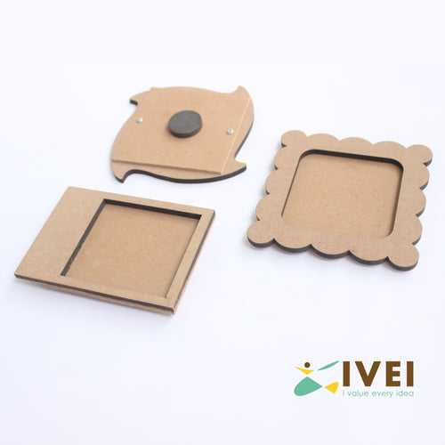 IVEI DIY MDF Photoframe Magnets - Set of 3 (with/without primer)