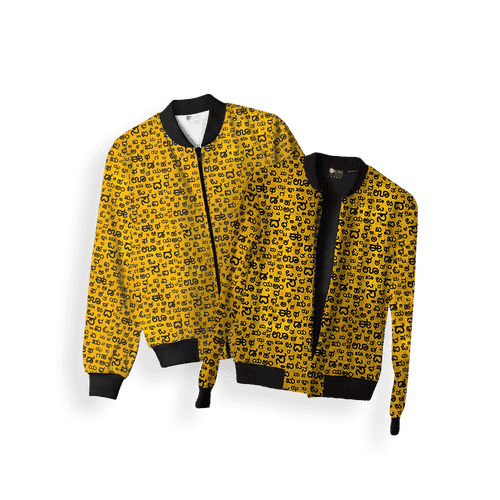 Akshara Yellow Couple Printed Jacket | Kannada Couple Jacket