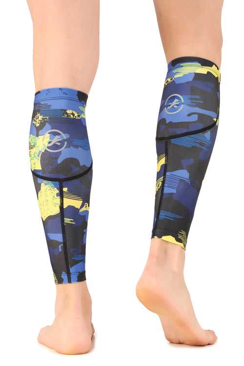 Polyester Compression Calf Sleeves (Blue Camo)