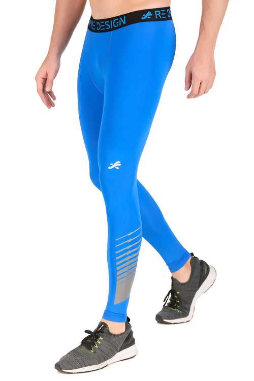 Men's Nylon Reflective Compression Pant (Royal Blue)