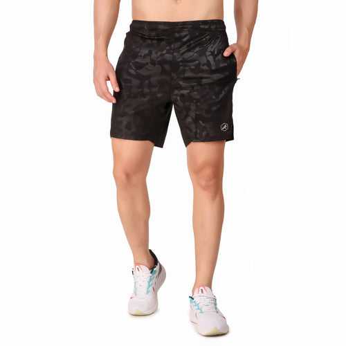 Emboss Performance Shorts For Men Zip Pockets (Black)