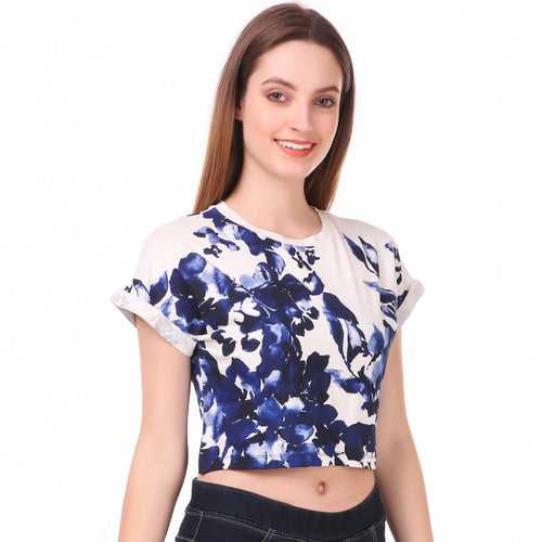 Cotton Crop Top For Women (Floral Print)