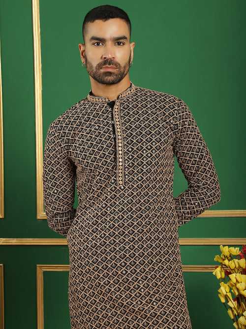 Sequin Embroidered Pure Cotton Kurta with Pyjamas