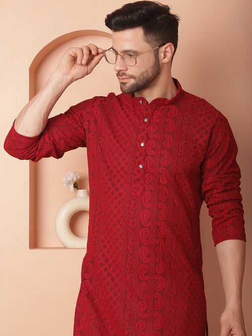 Men's Chikankari Embroidered Kurta Pyjama Set