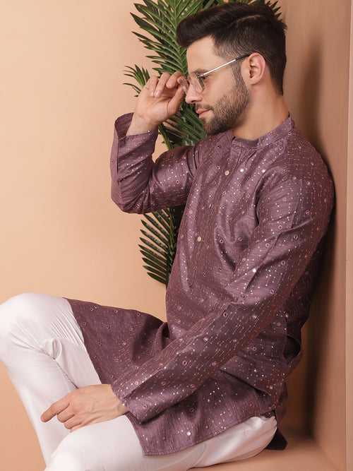 Men's Embroidered Mirror Work Kurta Payjama Sets