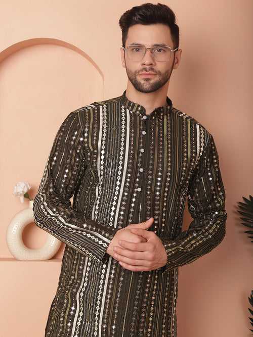 Men's Mirror Work Kurta Payjama Sets