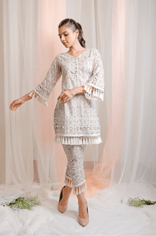 Ivory Printed Detachable Co-ord Set