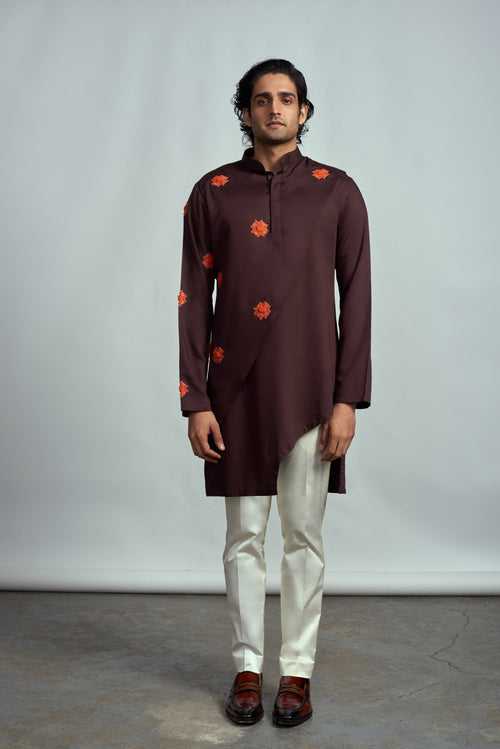 COCOA FRACTAL MOTIF EMBROIDERED KURTA