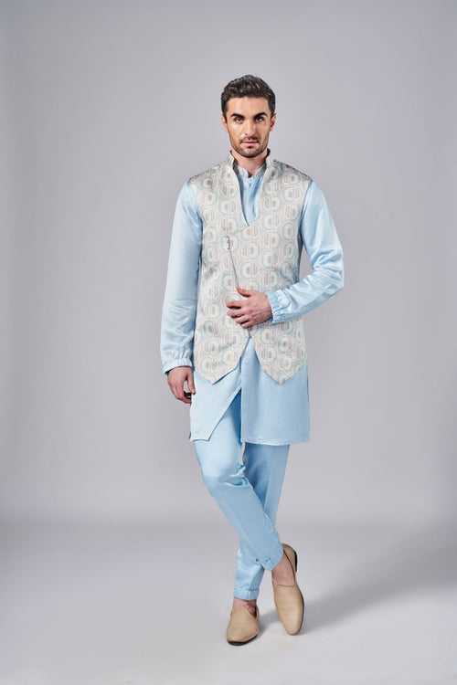 FROZEN BLUE PRINTED BUNDI SET