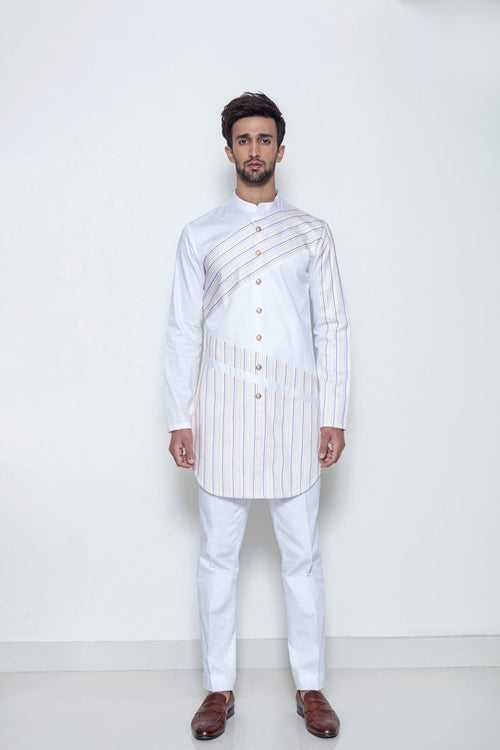 IVORY NEON THREADWORK KURTA