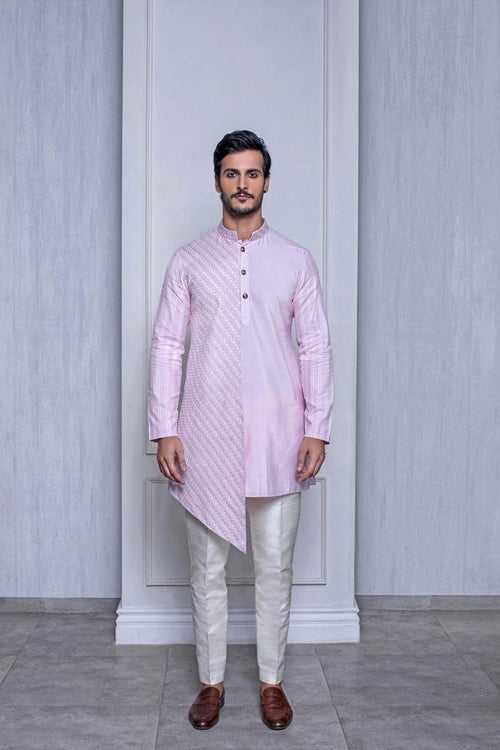 MISTY ROSE TUSSAR SILK KURTA