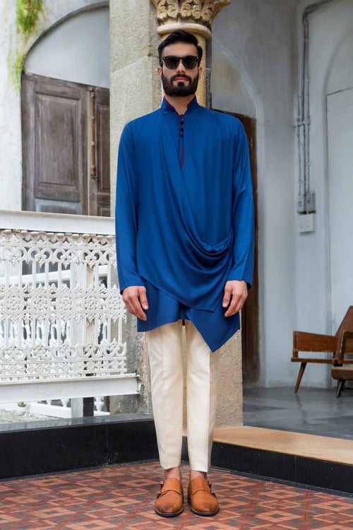 ROYAL BLUE DRAPE KURTA