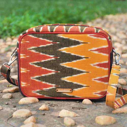 Ikat Chevron Box Sling Bag