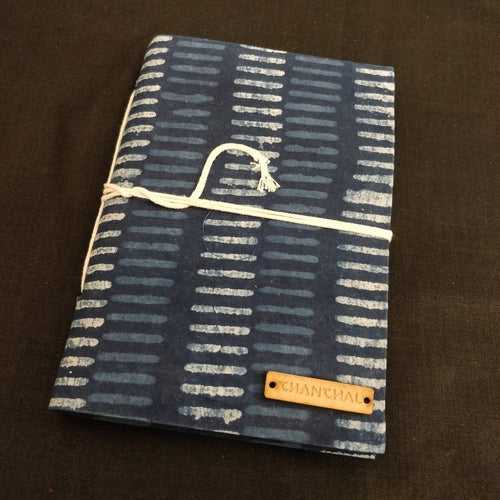 Indigo Blue White Stripes Blockprint Journal