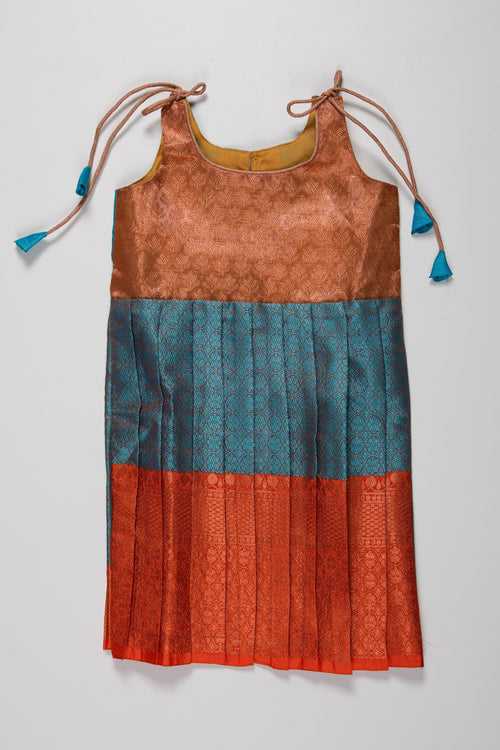 Autumn Elegance Silk Tie-Up Dress: Exquisite Craftsmanship for Girls