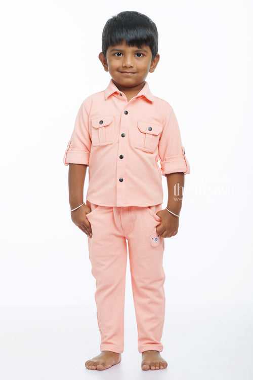 Boys Pastel Pink Shirt and Pant Set - Trendy and Comfortable