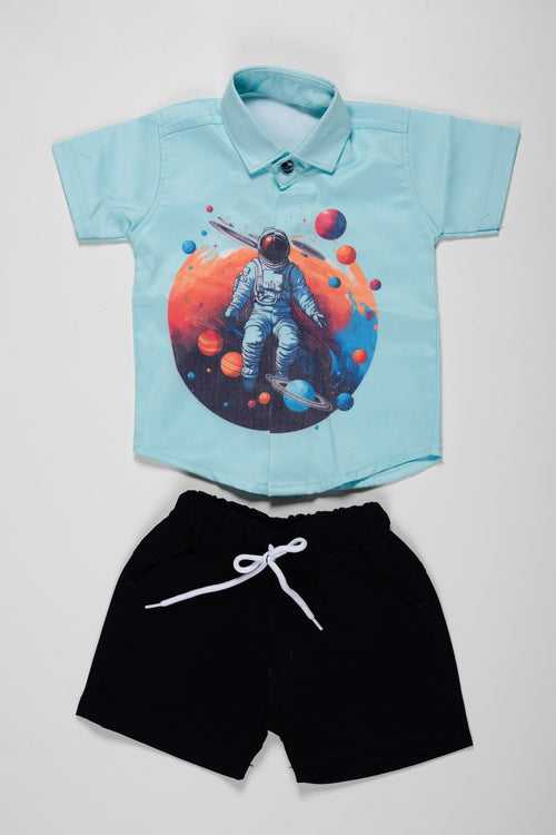 Boys Space Odyssey Shirt and Shorts Set | Cosmic Exploration Outfit