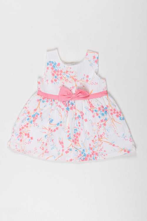 Charming Floral Print Cotton Frock for Baby Girls