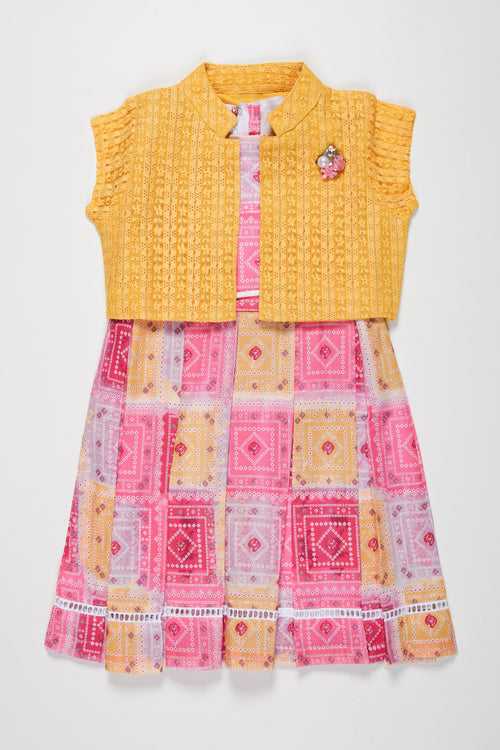 Chic Girls Summer Cotton Frock with Matching Jacket - Bright and Playful Patterns