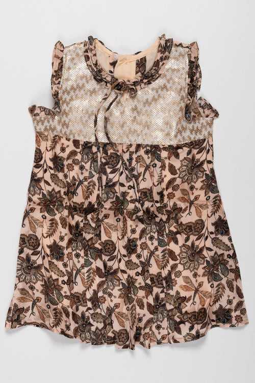 Elegant Baby Girl Designer Cotton Frock with Sequin Detail