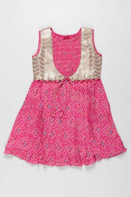 Elegant Cotton Frock for Girls with Sequined Accents - Perfect for Special Occasions