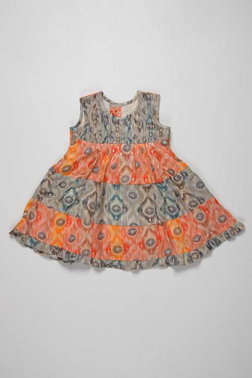 Girls Peacock Feather Print Cotton Frock - A Summer Delight