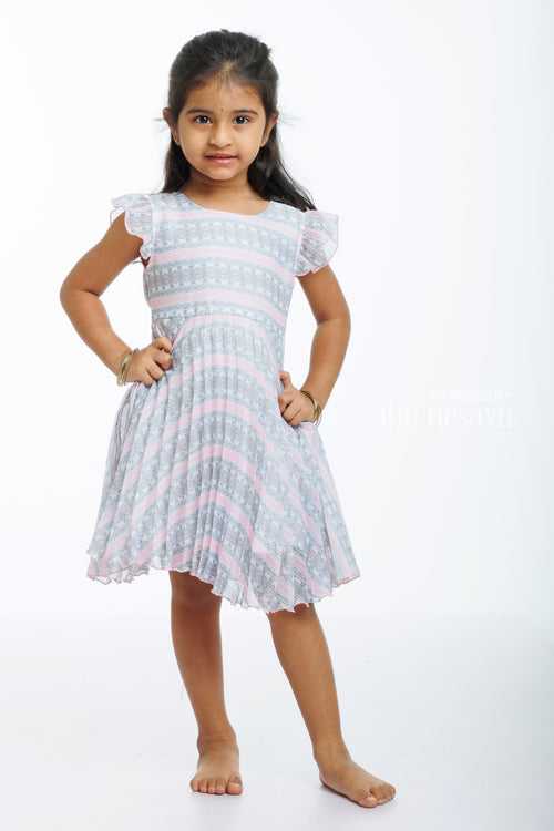 Girls Summer Breeze Frock with Delicate Floral Stripes