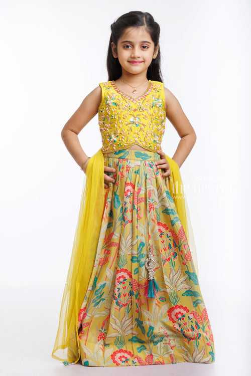 Golden Glow Embroidered Lehenga with Choli - A Festive Masterpiece for Girls