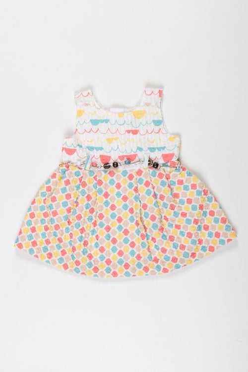 Infant Party Perfection: Colorful Geometric Sleeveless Frock for Baby Girls