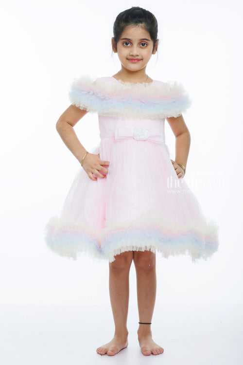 Pastel Dream Tulle Party Gown for Girls: Enchanting Elegance