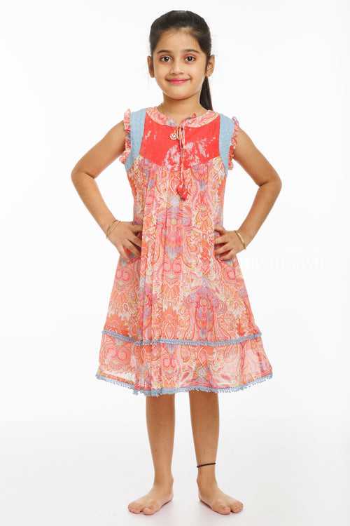 Radiant Paisley Parade: Colorful Cotton Frock for Trendy Tots