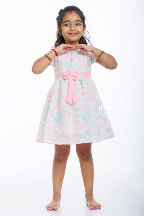 Radiant Playtime Comfort: Girl's Eco-Friendly Cotton Frock with Festive Flair