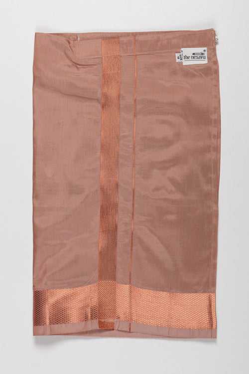 Rich Copper Boys Dhoti with Textured Borders for Traditional Occasions