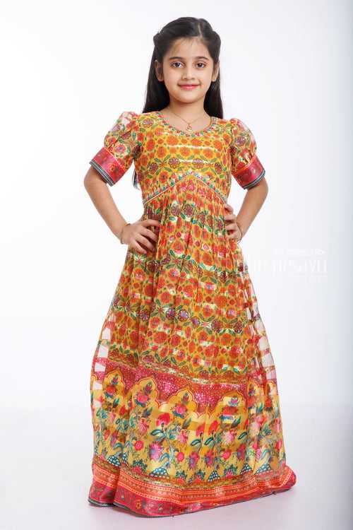 Sunkissed Meadow Aliacut Anarkali Gown for Girls