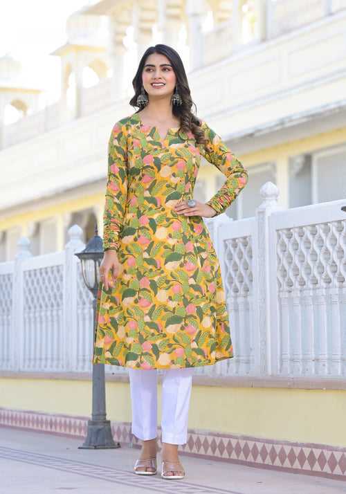 Sehar Leafy Handblock Printed Anarkali Kurta