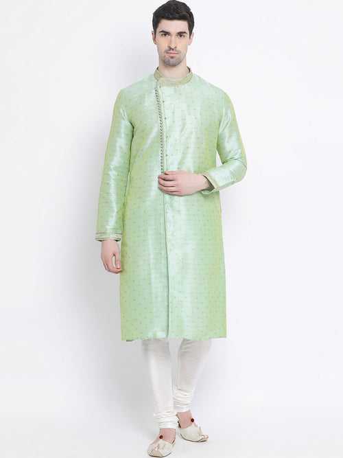 Men's Green Jacquard Kurta & Pyjama Set