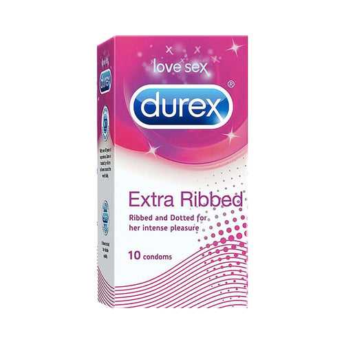 Durex Extra Ribbed - 100 Condoms, 10s(Packof 10)