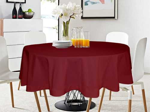 Lushomes Maroon Classic Plain Dining Table Cover Cloth, Round Table Cover, table cloth, table cover (Size 60” Round, 4 Seater Round/Oval Table Cloth)
