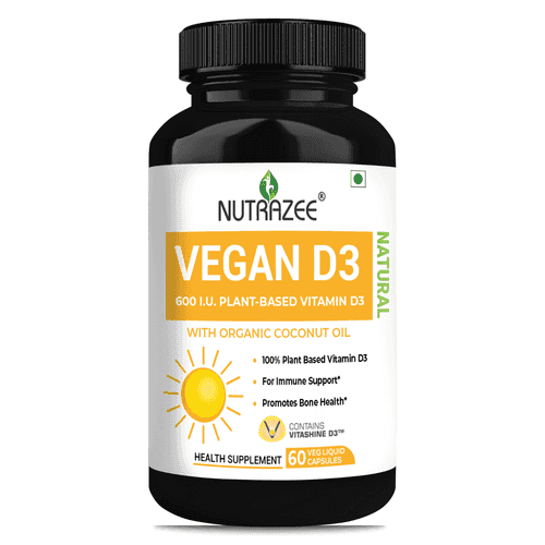 Nutrazee Vegan Vitamin D3 Supplement Plant Based, Liquid Filled Capsules