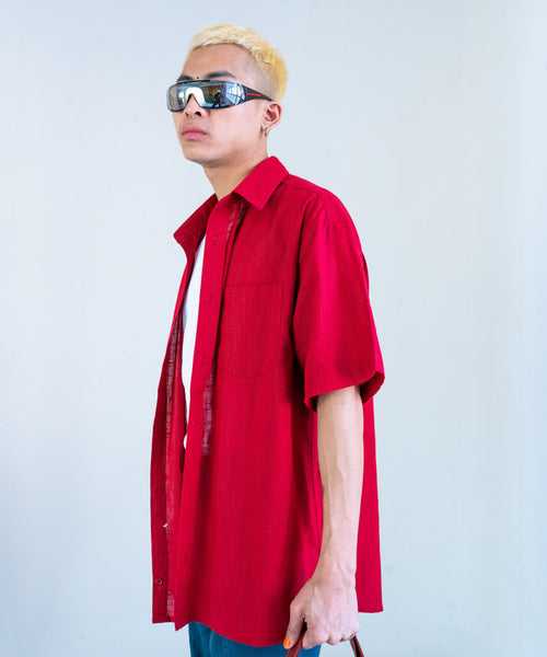 Maroon half sleeves - Oversized Shirt