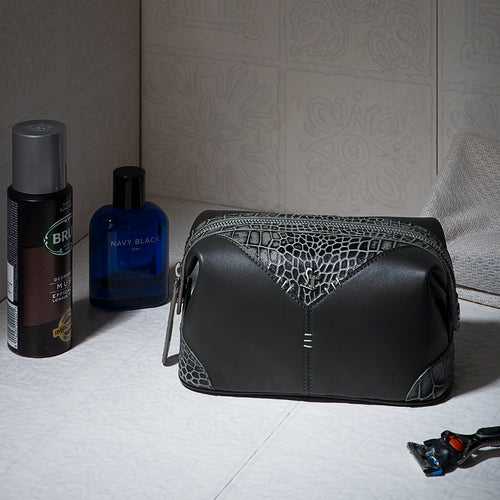 Bom Leather Travel Shaving Kit Pouch Bag