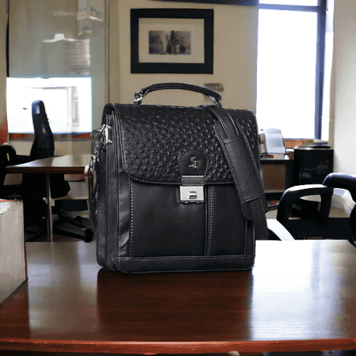 Men's Bag V | Black Leather Sling Bag For Men | Pure Leather | Detachable Sling Strap
