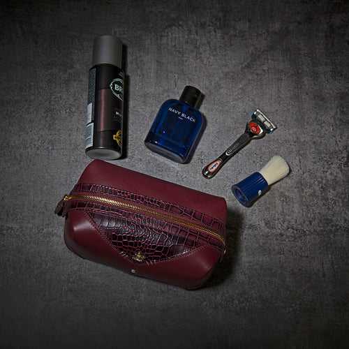 Bom Leather Travel Shaving Kit Pouch Bag