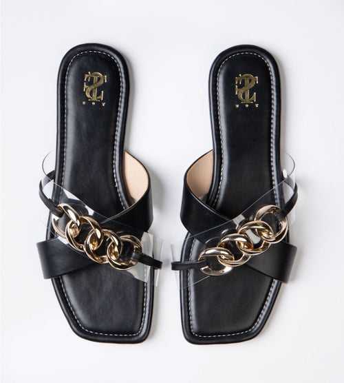 Bella Cross Chained Sliders